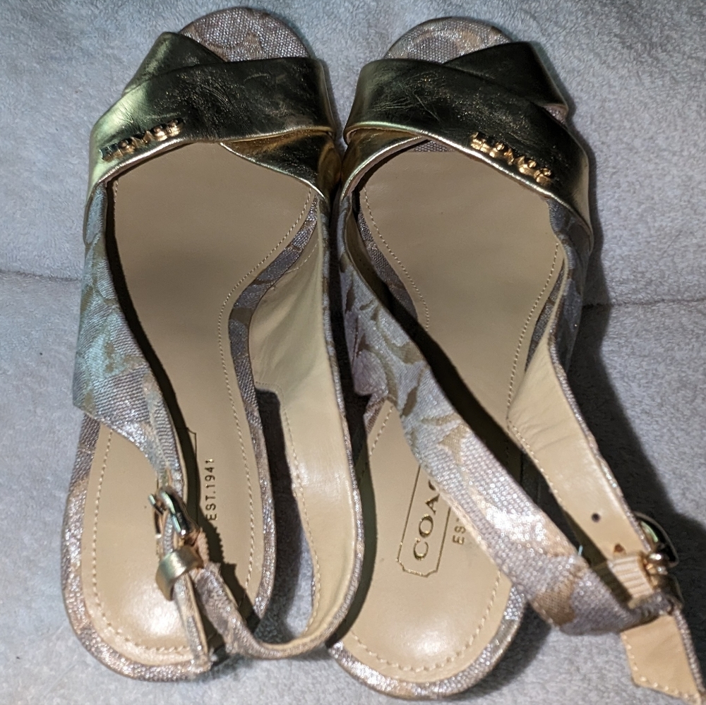 Vintage Coach Jesse wedge cork heeled sandals. 7.5 - Picture 2 of 11